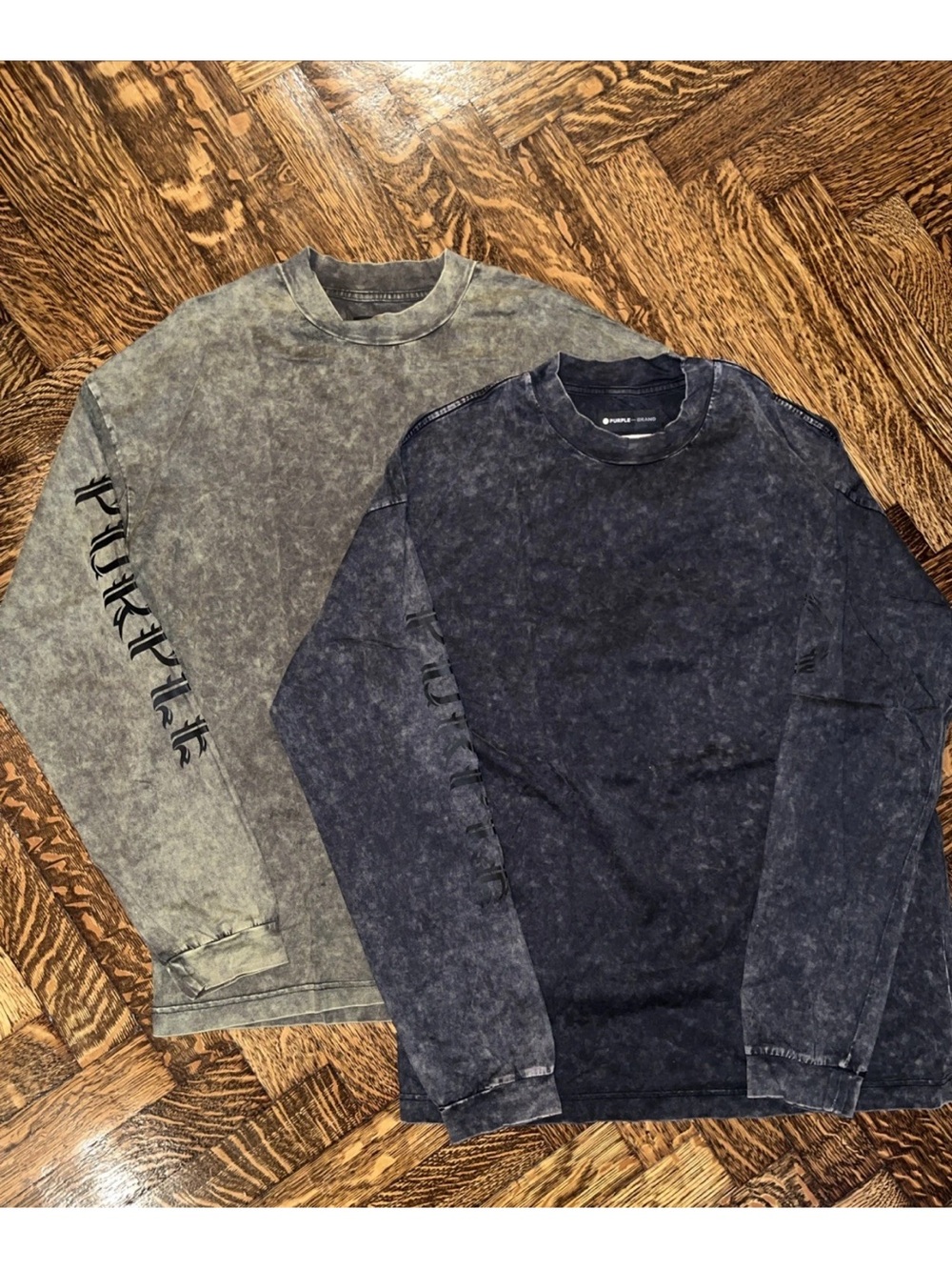 Purple Brand Men’s 2 Long Sleeve Tee Shirts Size M Green Gray